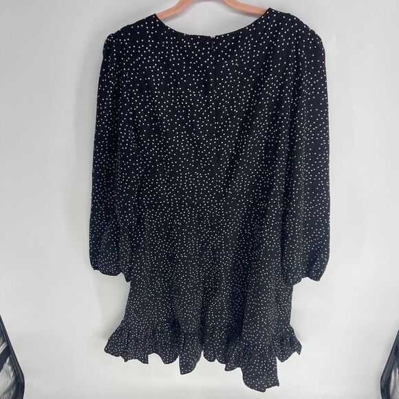 Showpo. Worlds Away Black White Polka Dot Ruffle Mini Dress NWT Womens 16 - Picture 7 of 8